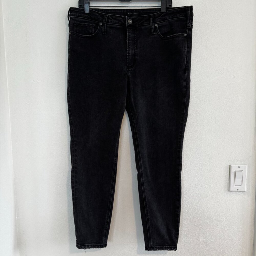 Silver High Note Skinny Jeans in Black Size 16